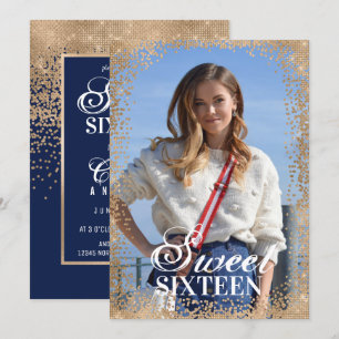 Chic: Guld Glitter Konfetti Fotosötare 16 Inbjudningar