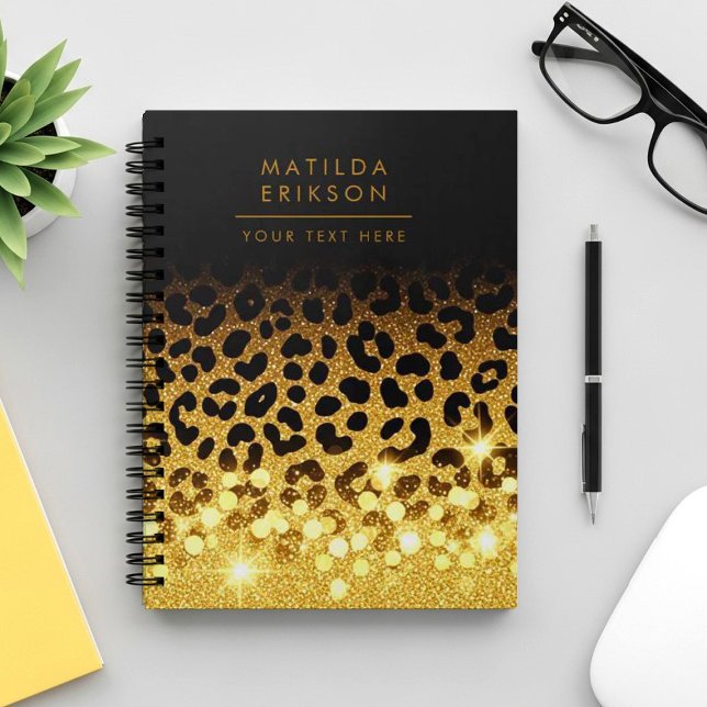 Chic guld glitter leopard tryckmönster anteckningsbok (Skapare uppladdad)