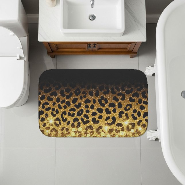Chic guld glitter leopard tryckmönster badrumsmatta (Skapare uppladdad)