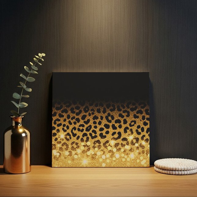 Chic guld glitter leopard tryckmönster kakelplatta (Skapare uppladdad)