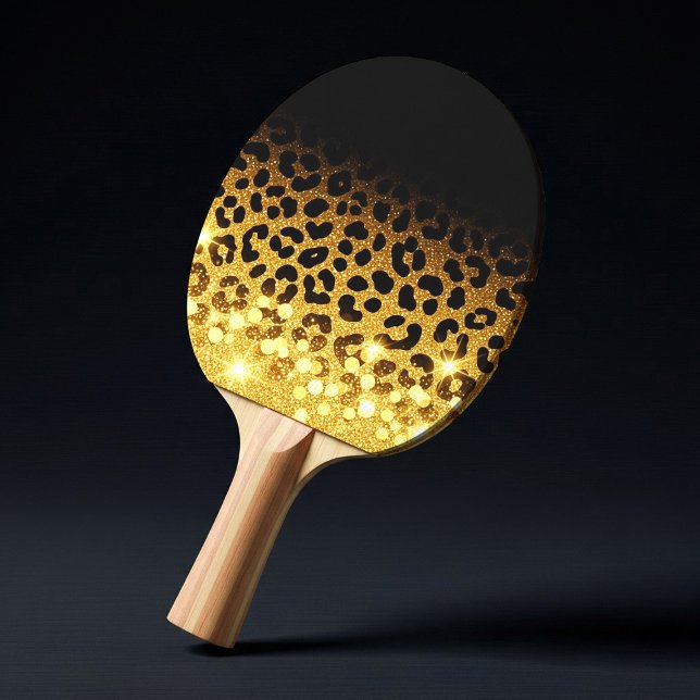 Chic guld glitter leopard tryckmönster pingisracket (Skapare uppladdad)