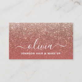 Chic Guld Glitter Makeup Artist Hair Stylist Visitkort