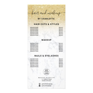 Chic guld glitter marmor, pris hårbotten reklamkort