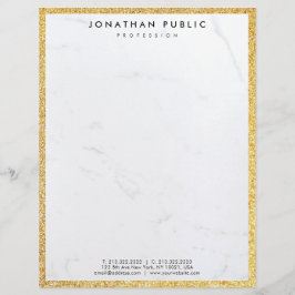 Chic guld- glitter och vit marmorerar den moderna brevhuvud