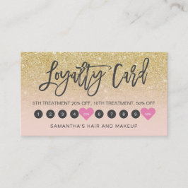 Chic guld glitter ombre manusmakeup rosa 10 lojalitetskort
