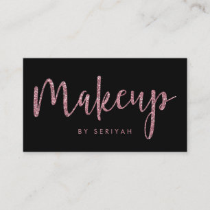 Chic Guld Glitter på Black Makeup Artist Visitkort