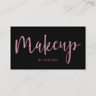 Chic Guld Glitter på Black Makeup Artist Visitkort