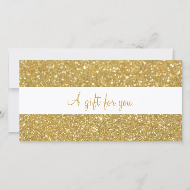 Chic guld glitter presentbevis (Framsida)