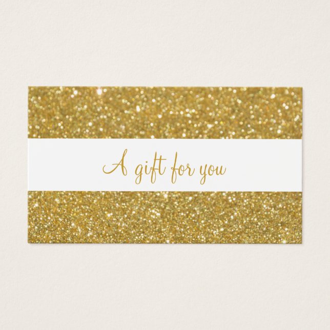 Chic guld glitter presentkort visitkort (Framsidan)