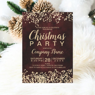 Chic guld glitter: röd jul i party inbjudningar