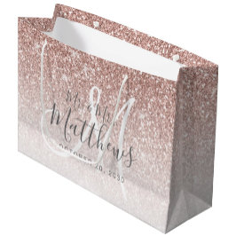 Chic Guld Glitter-skript Monogram Bröllop