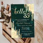 Chic Guld Glitter tappar Stars Grönt Inbjudningar<br><div class="desc">En modern,  chic och glamorös med glitter-droppar i gröntens bakgrund.</div>