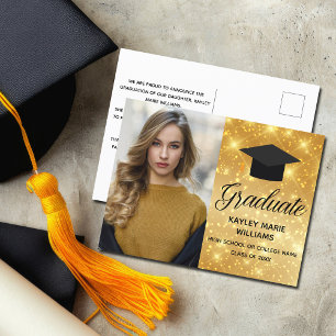 Chic Guld Gnistra Studenten fotomeddelande om Vykort
