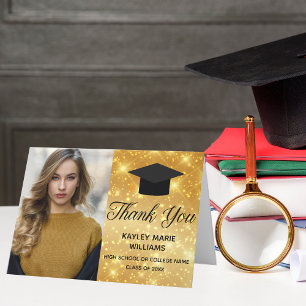 Chic Guld Gnistra Studenten Photo 2025 Student Tack Kort
