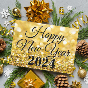 Chic Guld Gott Nytt År 2024 Företag Julkort