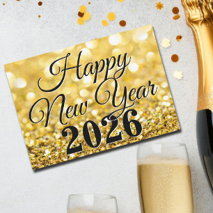 Chic Guld Gott Nytt År 2026 Anpassad Julkort