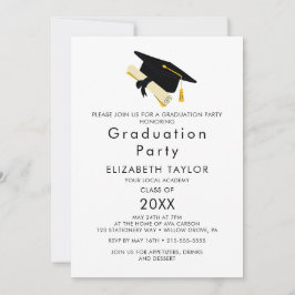 Chic Guld Grad Cap Photo Dubbla Studentfest I Inbjudningar