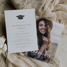 Chic Guld Grad Cap Photo Studentfest Inbjudningar