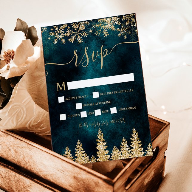 Chic guld gräs grönt snö jul vintern osa vid (Chic gold snow pine green Christmas winter rsvp)