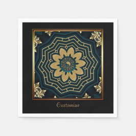 Chic Guld & Grönt Asiatiska Stil 2 Pappersservett