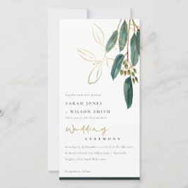 CHIC GULD GRÖNT EUCALYPTUS FOLIAGE WEDDING INVITE TACK KORT
