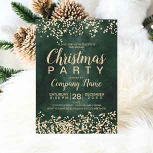 Chic guld grönt - julhelgen party inbjudningar