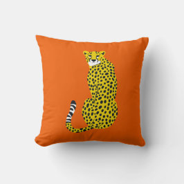 Chic Guld Gult Cheetah om Orange Kudde