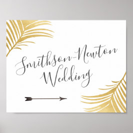 Chic Guld Handflatan Löv Pilar Riktningstecken för Poster