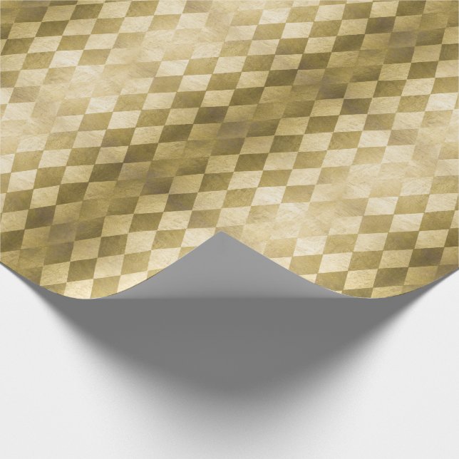 Chic Guld Harlequin Diamond Mönster Presentpapper (Hörn)
