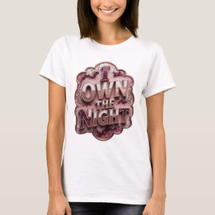 Chic Guld JAG ÄGER NATTEN Konstnärligt Motiv T Shirt