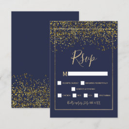 Chic guld konetti marinblå typografi osa kort