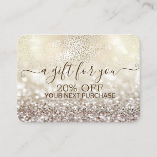 Chic Guld Konfetti, Glitter Bokeh Rabattkort