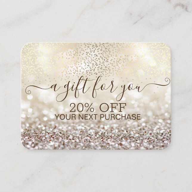 Chic Guld Konfetti, Glitter Bokeh Rabattkort (Framsida)