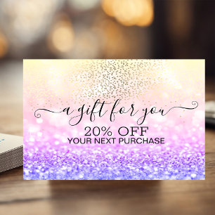 Chic Guld Konfetti, Ombre Glitter Bokeh Rabattkort