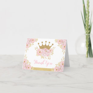 Chic Guld Krona Princess Birthday Flicka Tack Kort