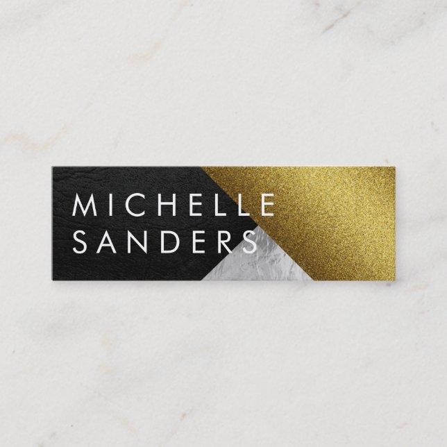 Chic Guld-läderglaset Modern Art Mini Visitkort (Framsida)