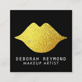 chic guld läppar om skönhetsuppdelning fyrkantigt visitkort