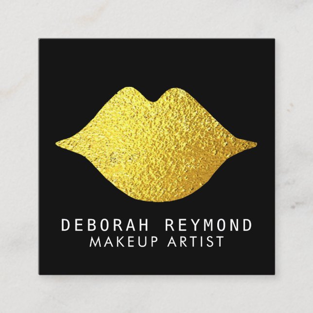 chic guld läppar om skönhetsuppdelning fyrkantigt visitkort (Framsida)