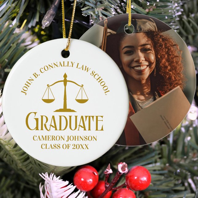 Chic Guld Law School Studenten jul Julgransprydnad Keramik (Skapare uppladdad)