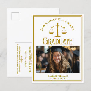 Chic Guld Law School Studenten Photo Meddelande Vykort