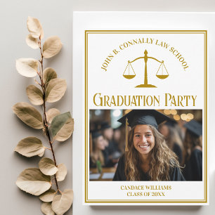 Chic Guld Law School Studenten Photo Party Inbjudningar