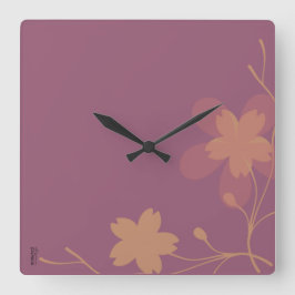 Chic Guld Lila Abstrakt Blommigt Väggklocka