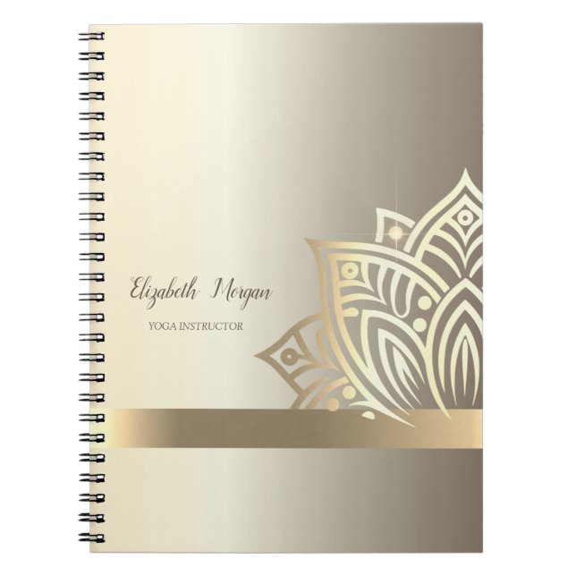 Chic Guld Lotus Blomma Yoga Anteckningsbok (Framsidan)