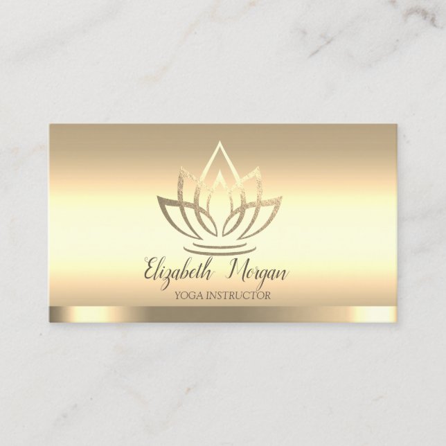 Chic Guld Lotus Flower Yoga Instructor Visitkort (Framsida)