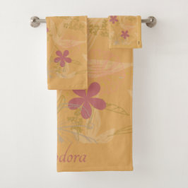 Chic Guld Löv Flower Peach Violet Mönster