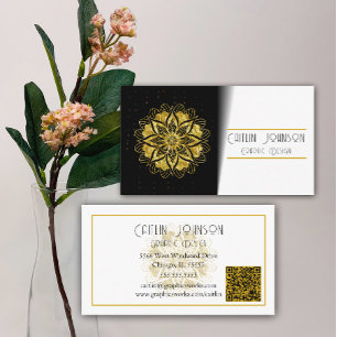 Chic Guld Mandala Graphic Designer/Generic QR-kod Visitkort