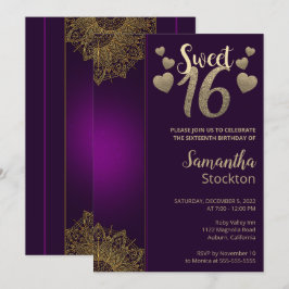 Chic Guld Mandala Sweet 16-inbjudan Inbjudningar