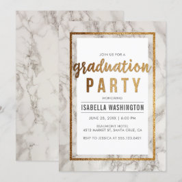 Chic Guld & Marble Typography-Studentfest Inbjudningar