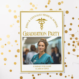Chic Guld Medical School Studenten Photo Party Inbjudningar