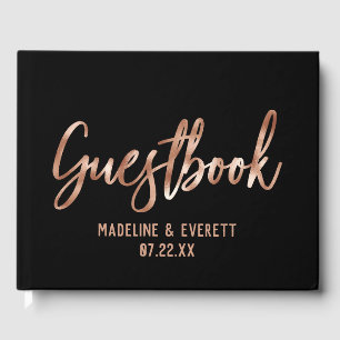 Chic Guld, modern typografi Bröllop Monogram Gästböcker